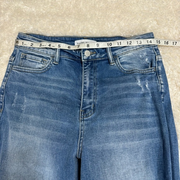 Flying Monkey Jeans Distressed High Rise Medium Wash Straight Leg Size 29 X 32 - Picture 5 of 11
